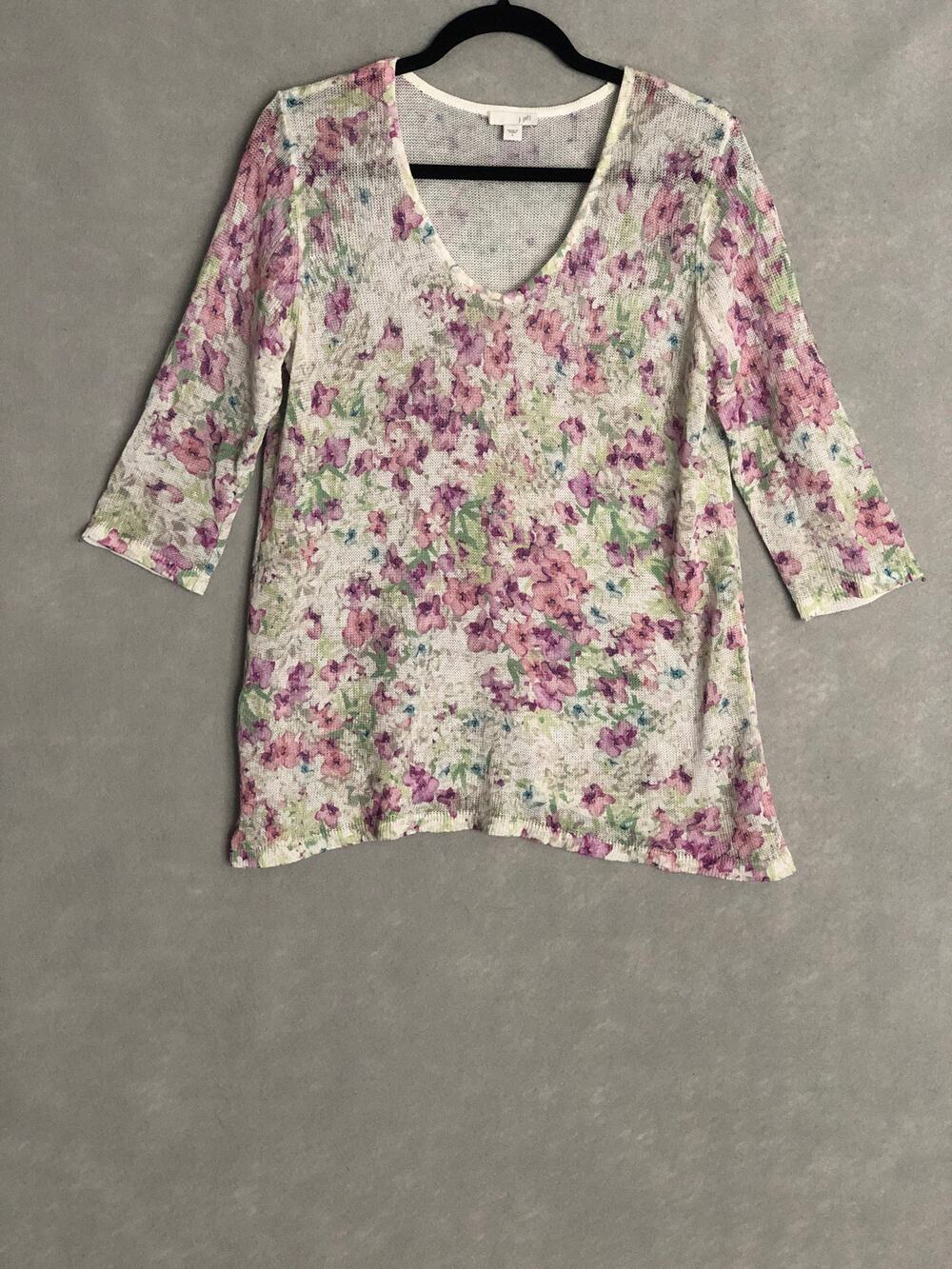 J. Jill Pull-Over Top Floral Loose Knit Women's Small